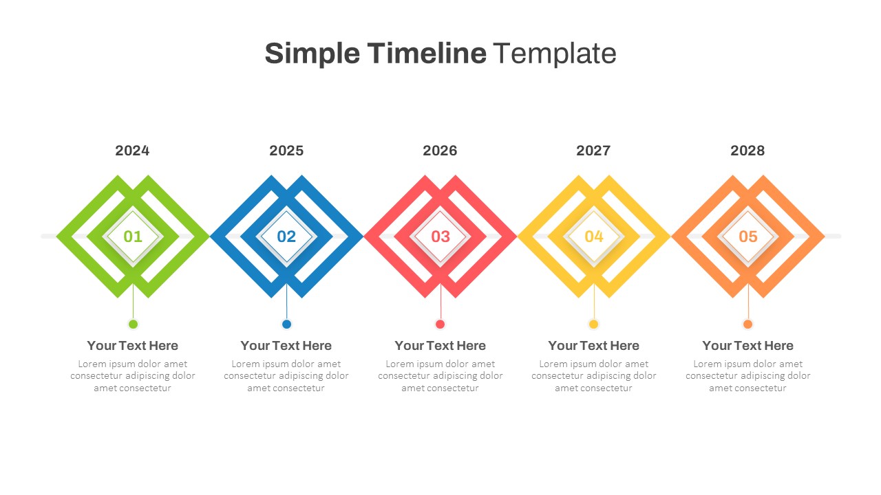5 Stage Simple Timeline PowerPoint Template and Google Slides SlideKit