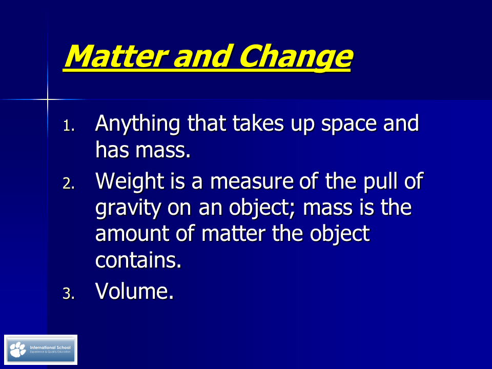 Matter and Change Presentation Chemistry