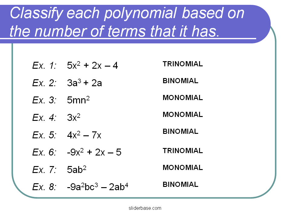 Classifying Polynomials Presentation Mathematics