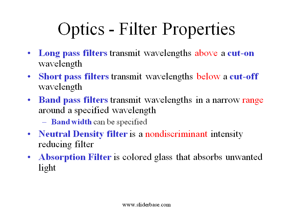 Optics Filter Properties & manipulation of light in flow cytometry
