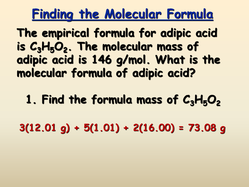 Percent Composition, Empirical and Molecular Formulas Presentation