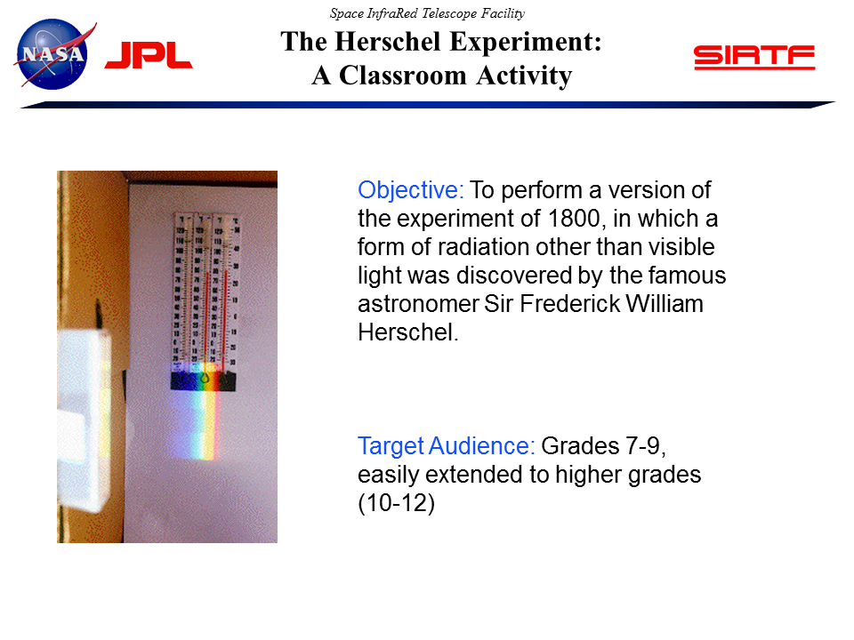 Space Infrared Telescope Facility (SIRTF) The Herschel Experiment