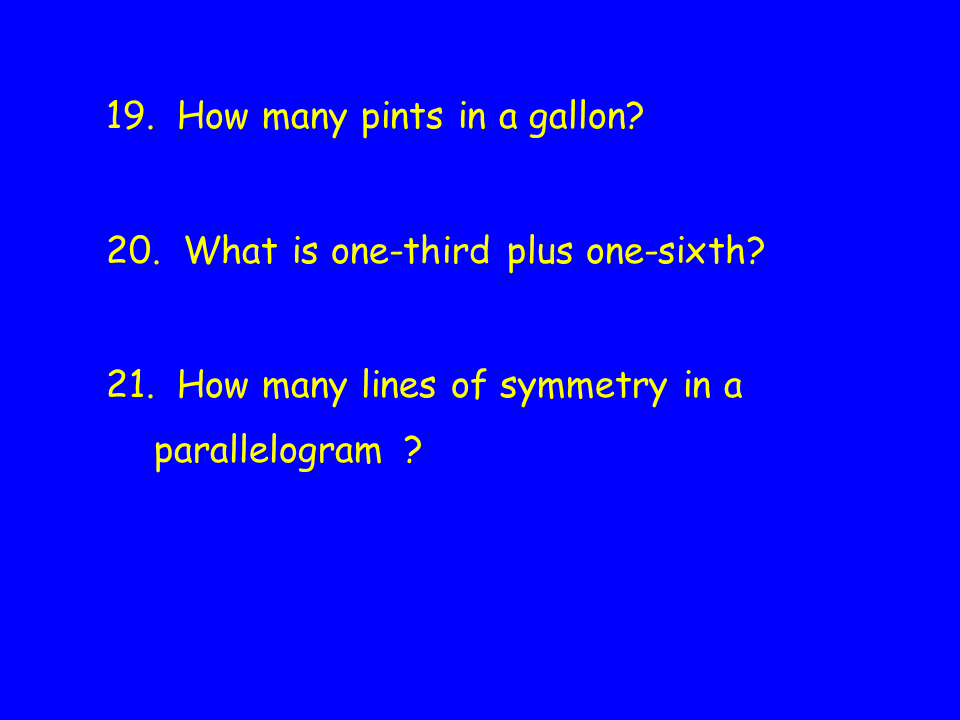 Mental Maths Test Presentation Mathematics