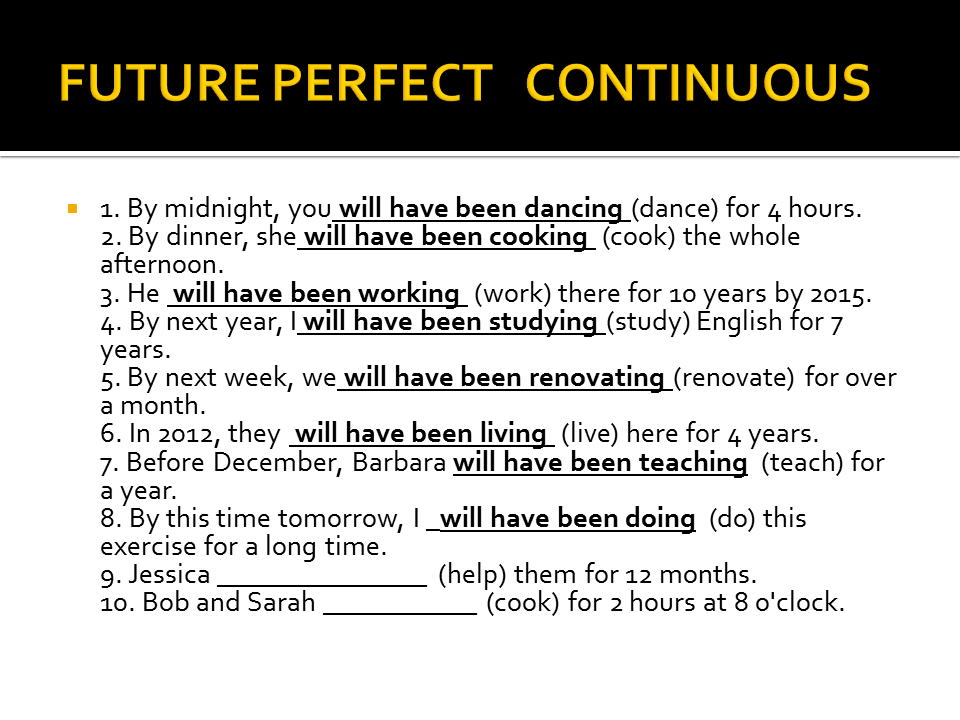 Future perfect continuous