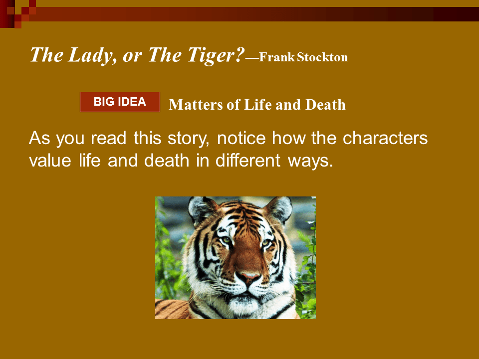 The Lady, or the Tiger Presentation English Literature