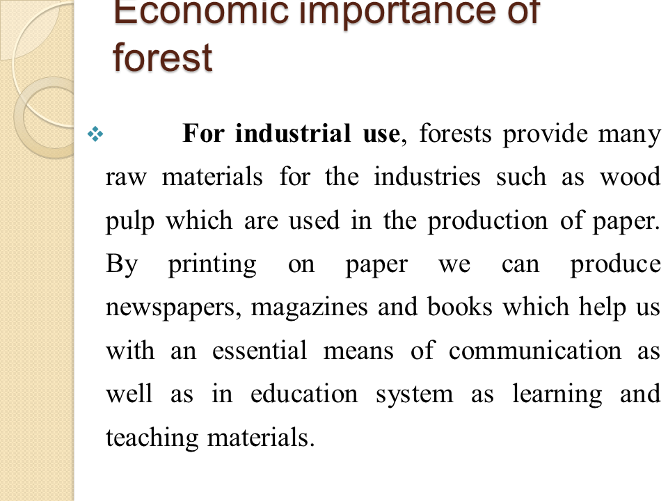 Economic importance of forest