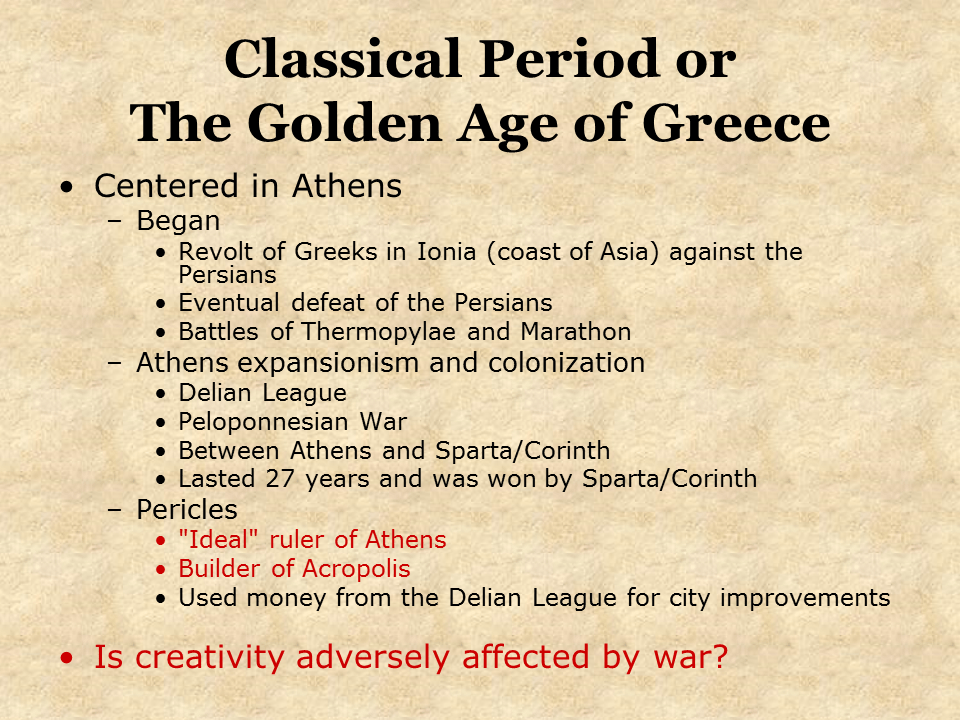 Classical Greece Presentation History