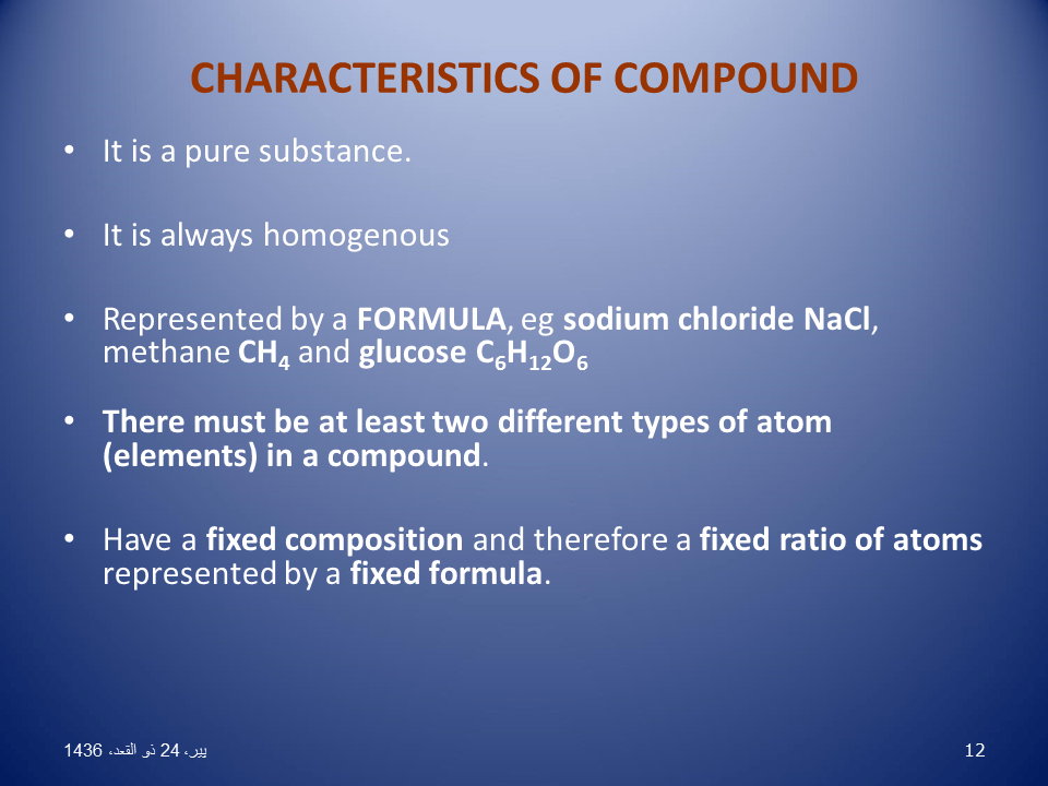 Elements compounds and mixtures Presentation Chemistry