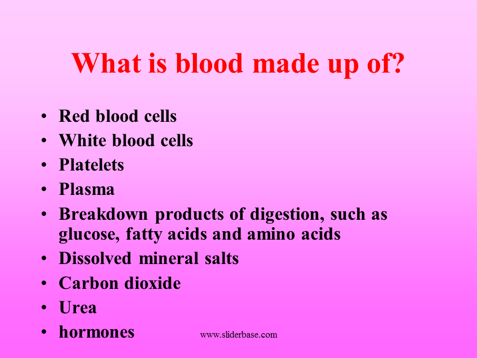 The components of the blood (F) Presentation Health and Disease