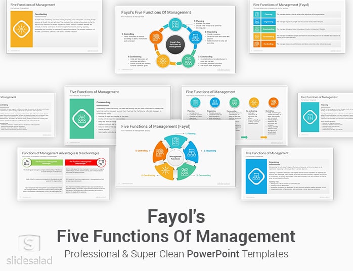 Five Functions of Management PowerPoint Template SlideSalad