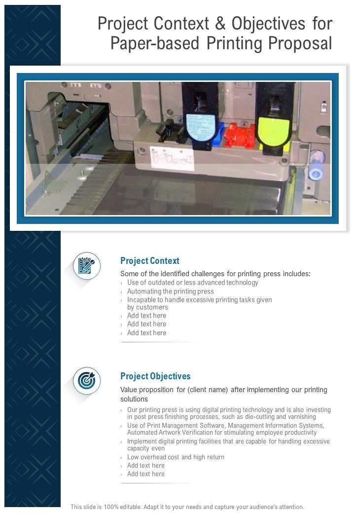 Paper Based Printing Proposal For Project Context And Objectives One Pager Sample Example