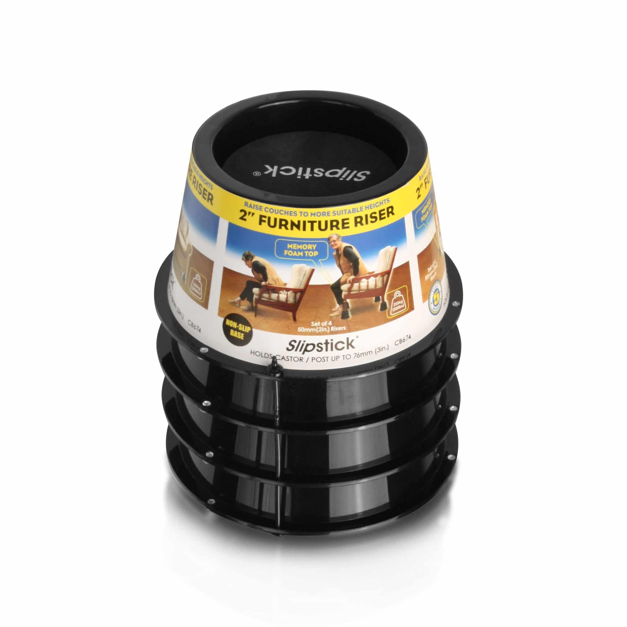 Slipstick 50mm (2″) Furniture & Bed Risers Black CB674 Slipstick Foot