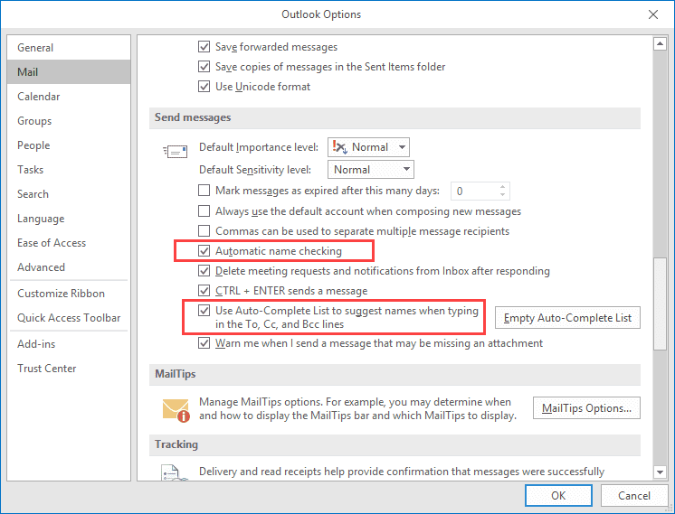 Outlook Email Address AutoResolution vs.