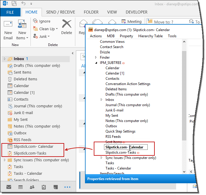 To rename Outlook's default folders