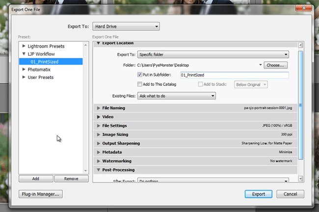 How to Create a PrintSized Image Export Preset in Lightroom 4