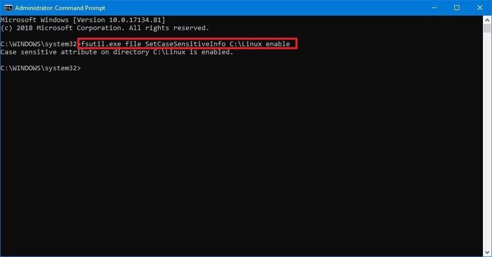 How to enable case sensitivity support on Windows 10