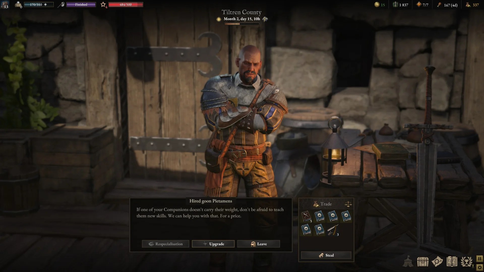 Wartales How to Upgrade Weapons Slyther Games