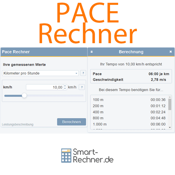 Pace Rechner Laufrechner Pace berechnen