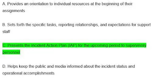 Which Of The Following Best Describes The Operational Period Briefing?