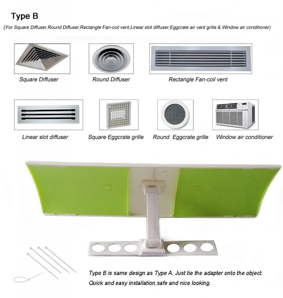 Air conditioner air flow deflector,Air wing,Air Diverter for vent