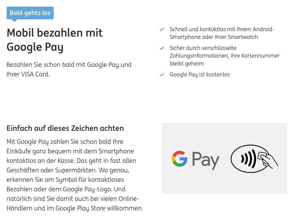 ING (Diba) kündigt Unterstützung für Google Pay an
