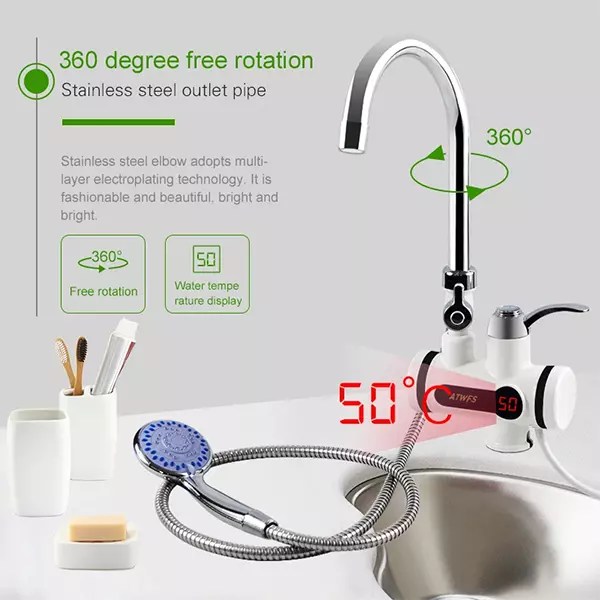 Temperature Display Instant Hot water tap With Shower Head Price in