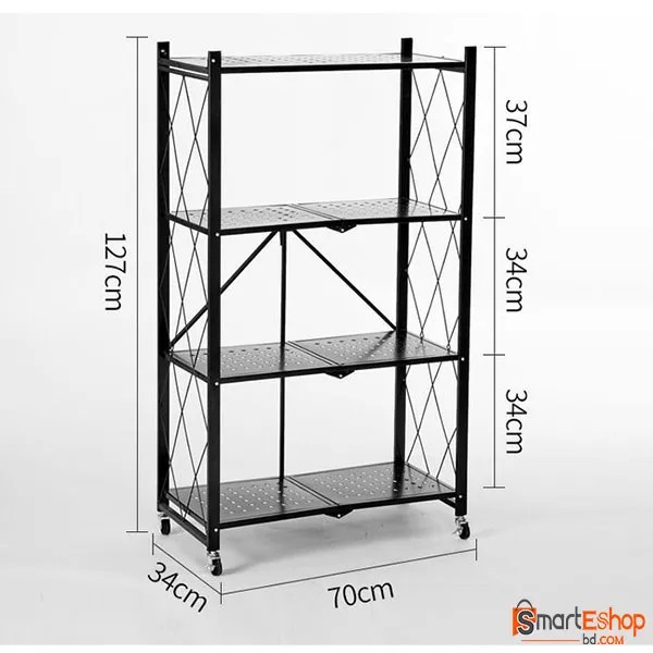 4 Tier Foldable Kitchen Rack With Wheels Price in Bangladesh