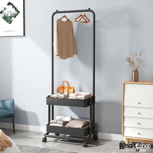 2 Layers Storage Basket Standing Clothes Organizer Rack Price in Bangladesh