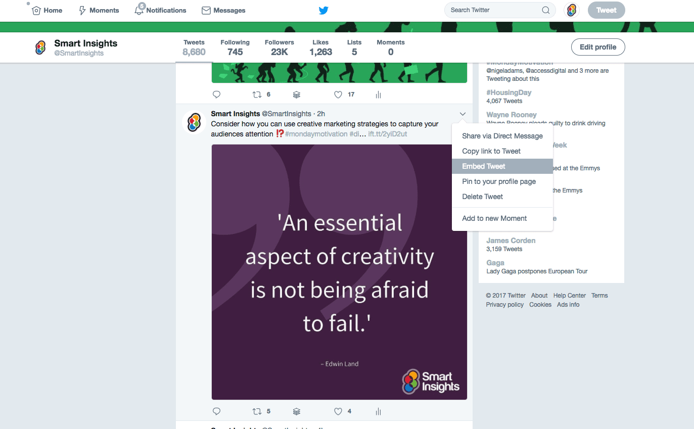 embed tweet Smart Insights