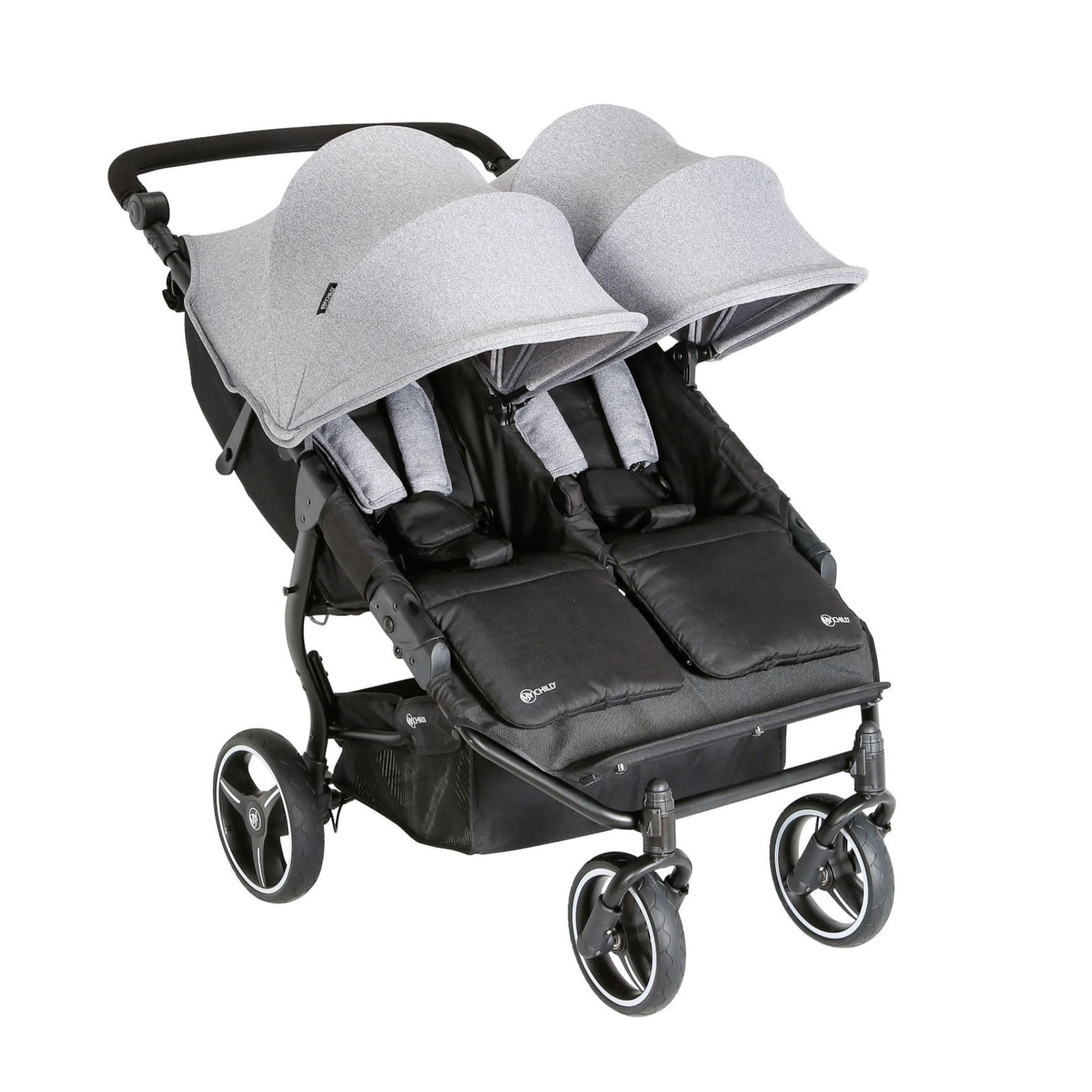 My Child Easy Twin Stroller Pram/Travel System Package Grey Smart
