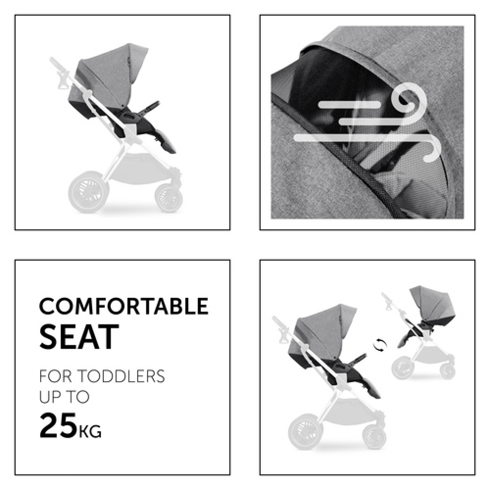 Hauck Vision X Grey Pushchair With Black Frame - Smart Kid Store