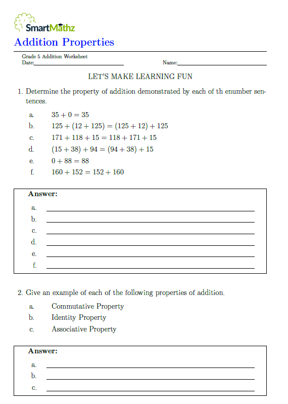 Addition Properties SmartMathz