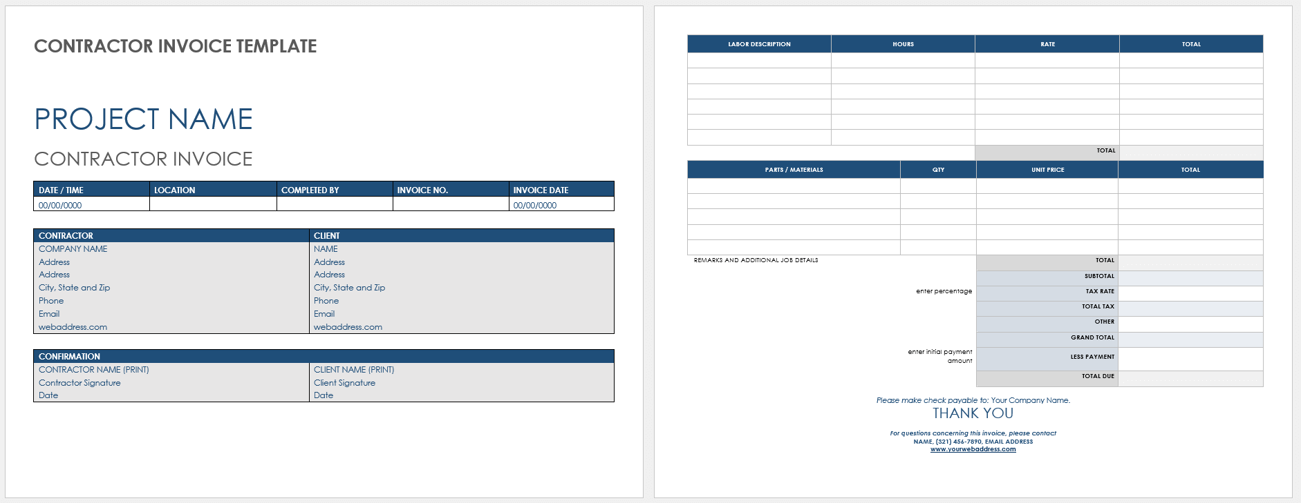 Sample Invoice For Services Rendered Template