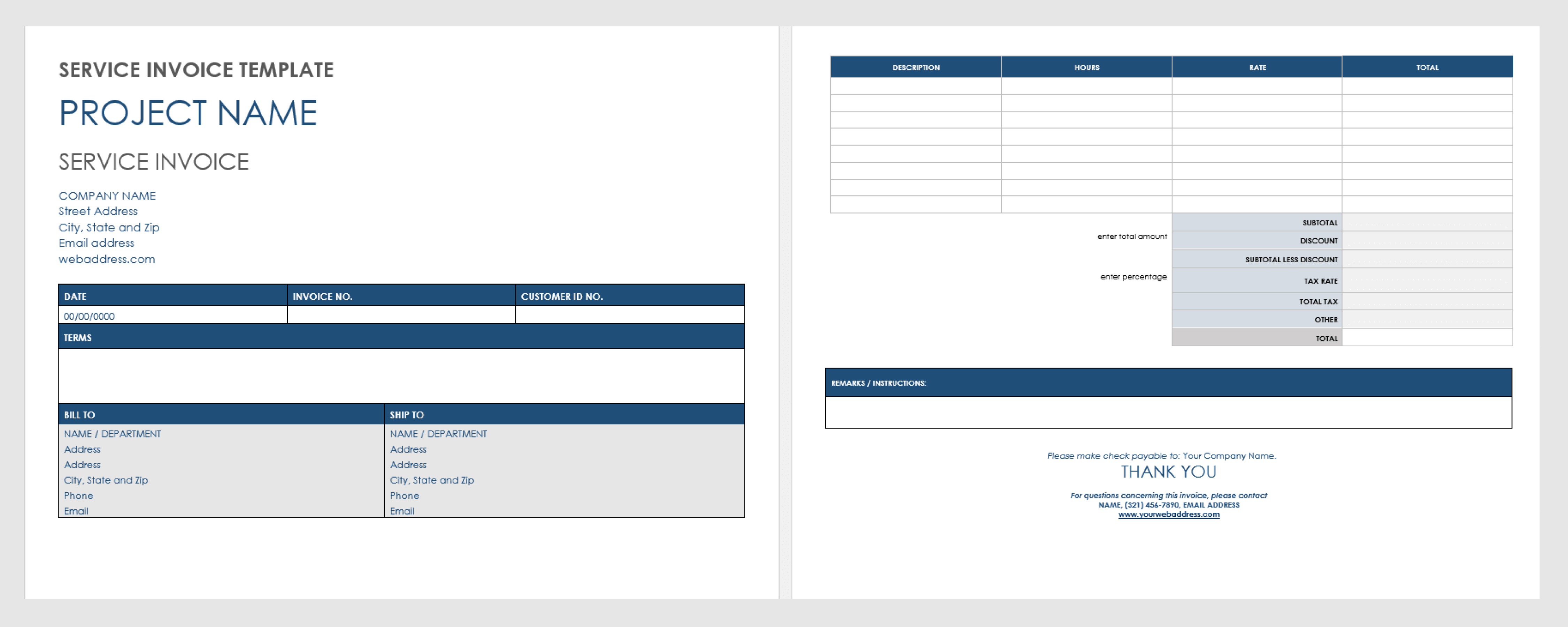 Blank Service Invoice