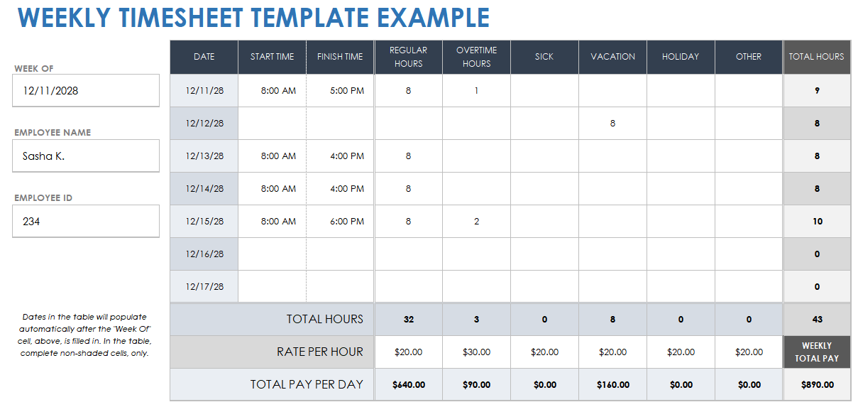 How to Create a Timesheet in Excel Smartsheet