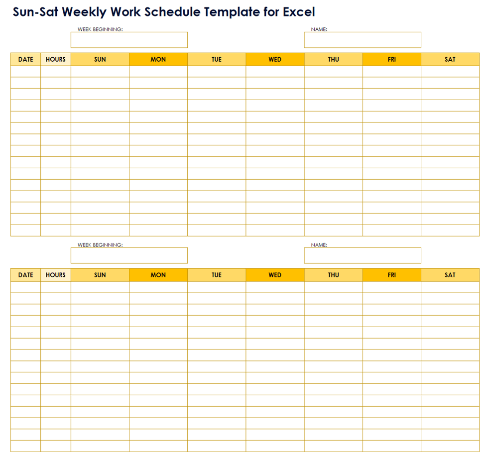 Free Work Schedule Templates for Word and Excel Smartsheet