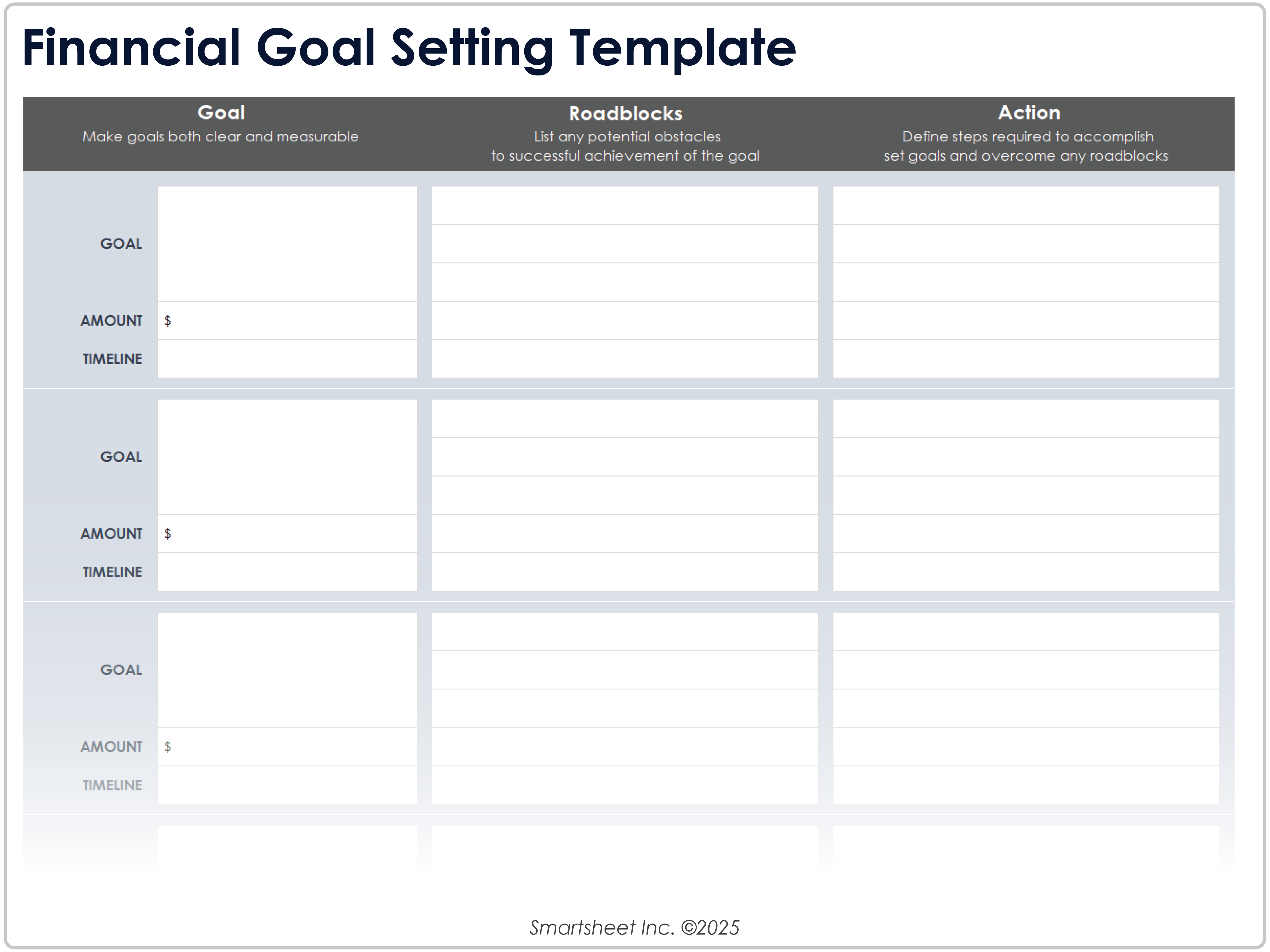 Goal Setting Chart Template