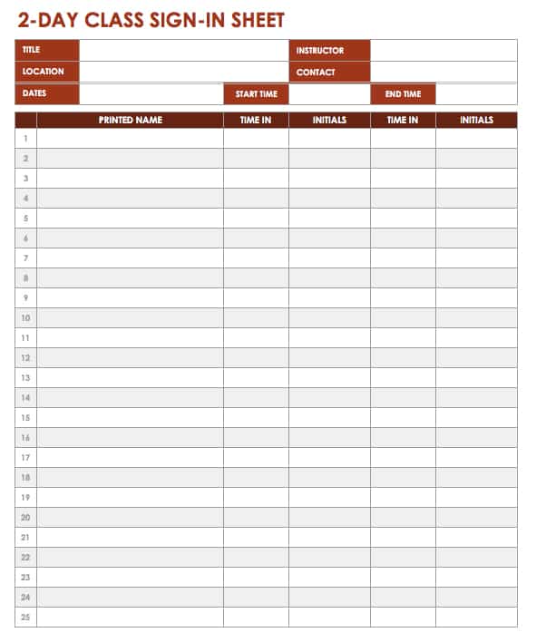 Free Signin and Signup Sheet Templates Smartsheet