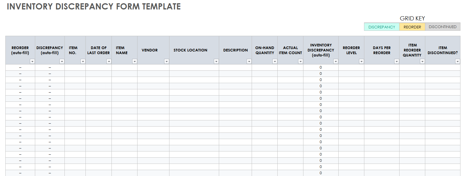 Download Free Inventory Form Templates Smartsheet