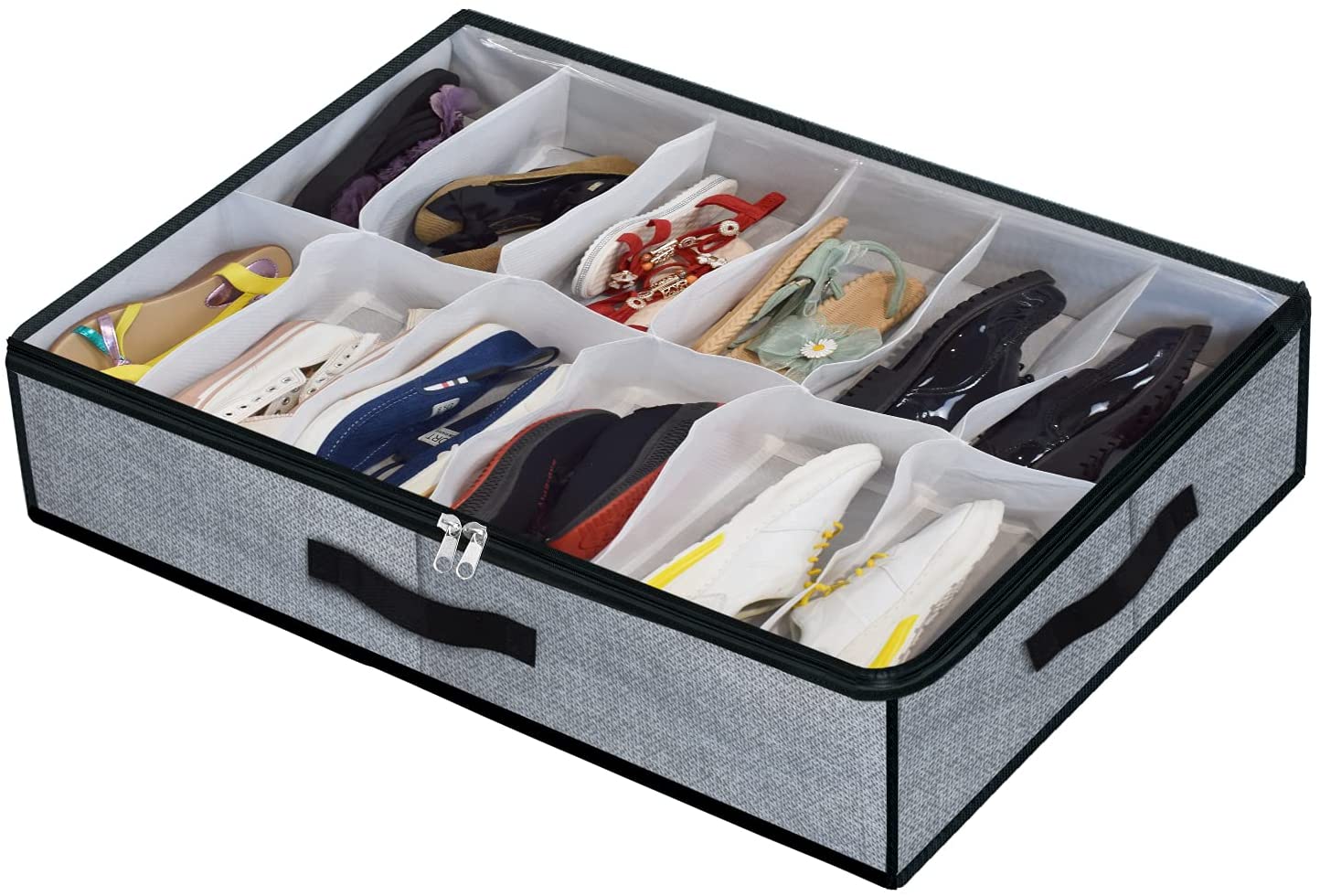Under Bed Shoe Storage Organizer Fits 12 Pairs Underbed Shoe Container Solution Shoes Box Bins
