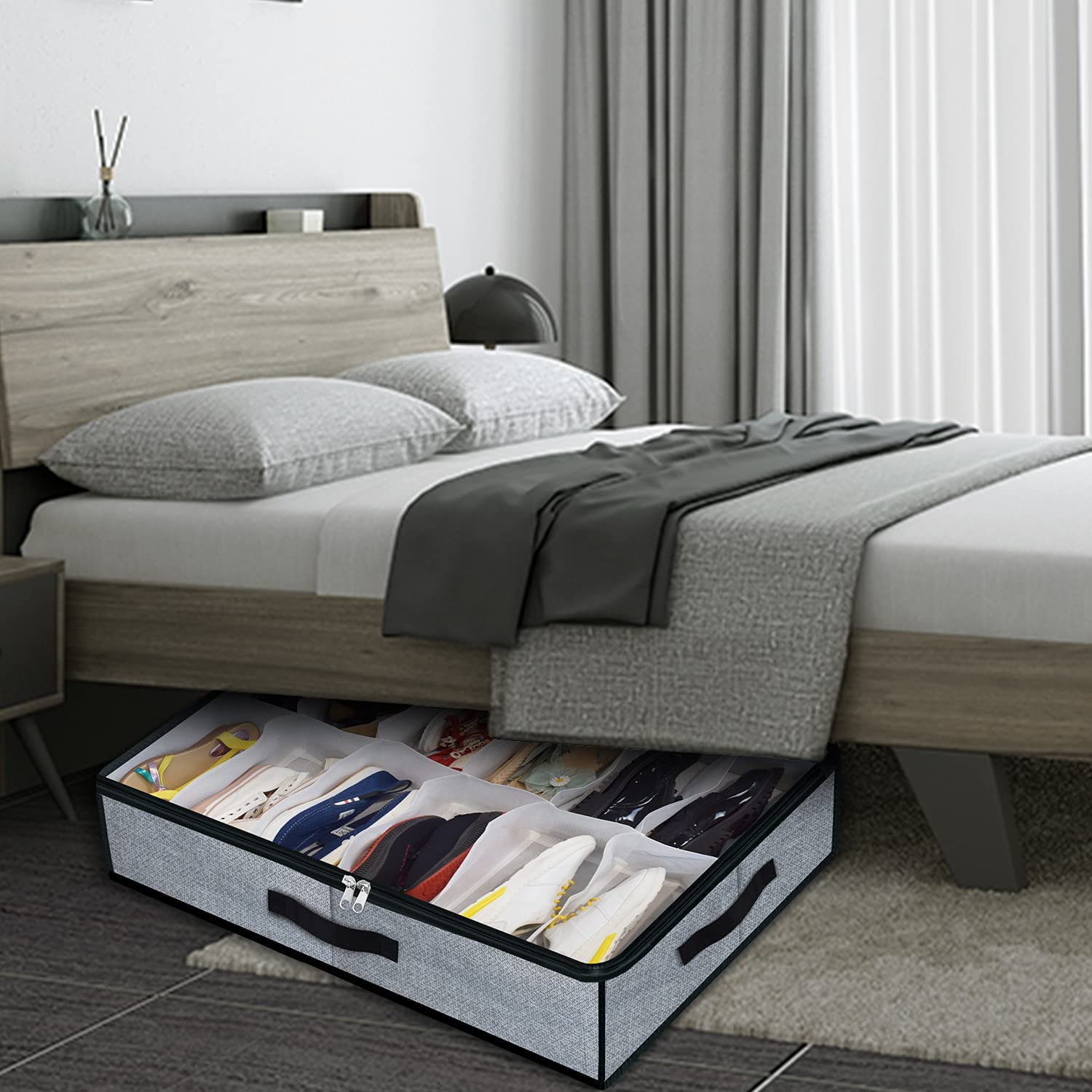 Under Bed Shoe Storage Organizer Fits 12 Pairs Underbed Shoe Container