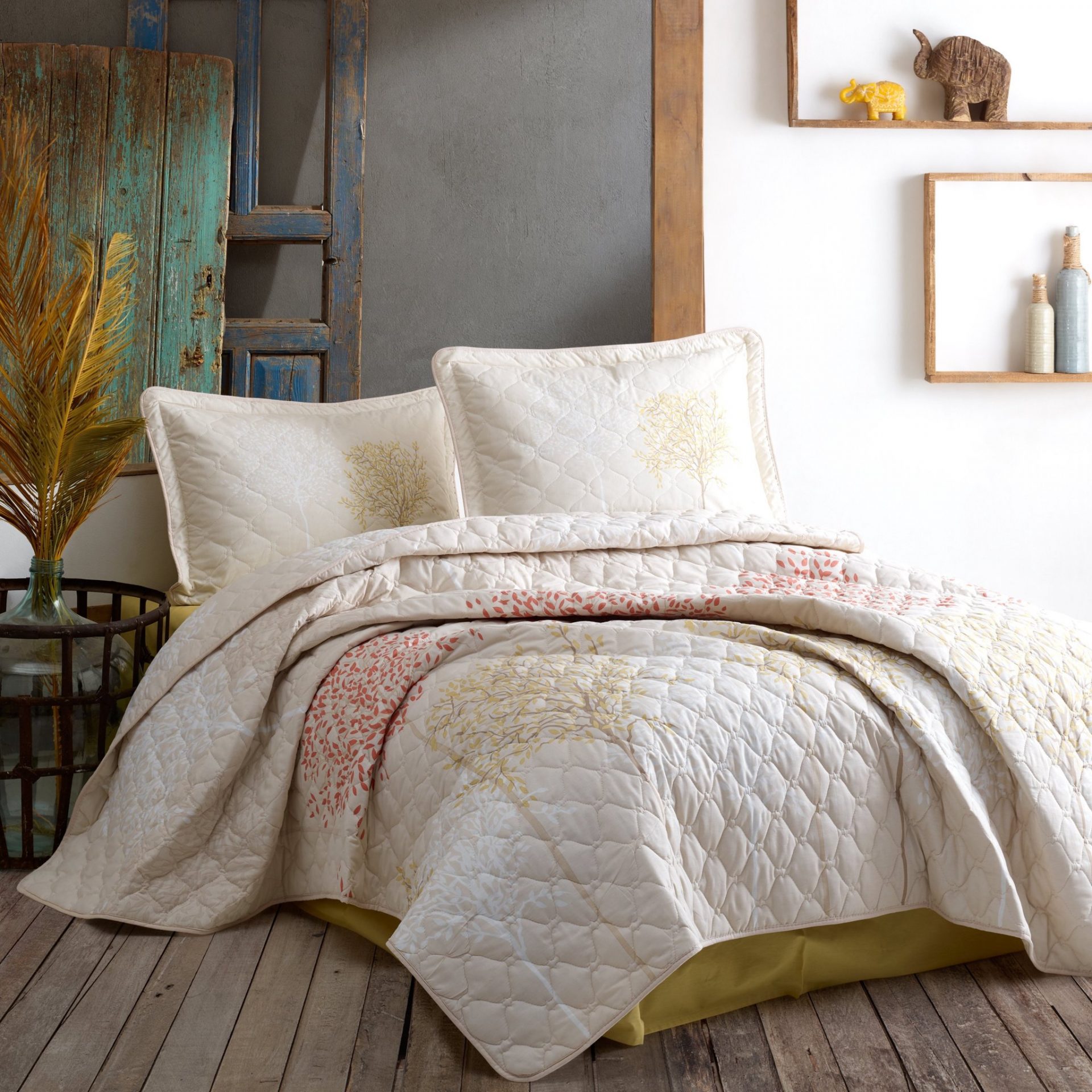 Quilt Set Full/Queen Size(96"x90", White) Super Soft Lightweight