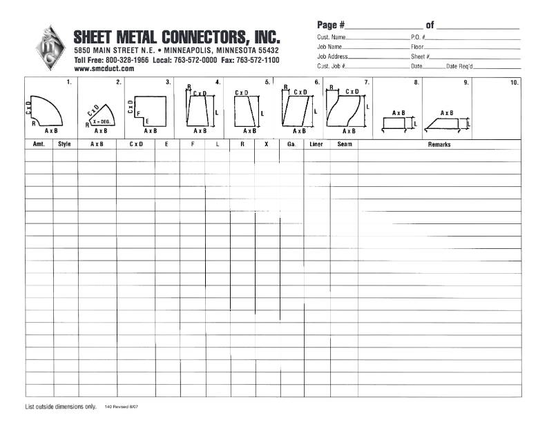 rectangularductworktakeoffsheet Sheet Metal Connectors, Inc.