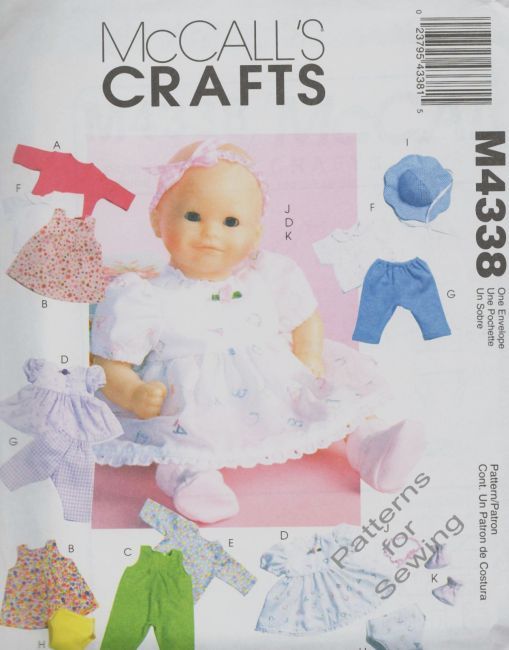 Pattern McCalls Doll Clothes fit Girl Bitty Baby 2szs 1112 1416" inch