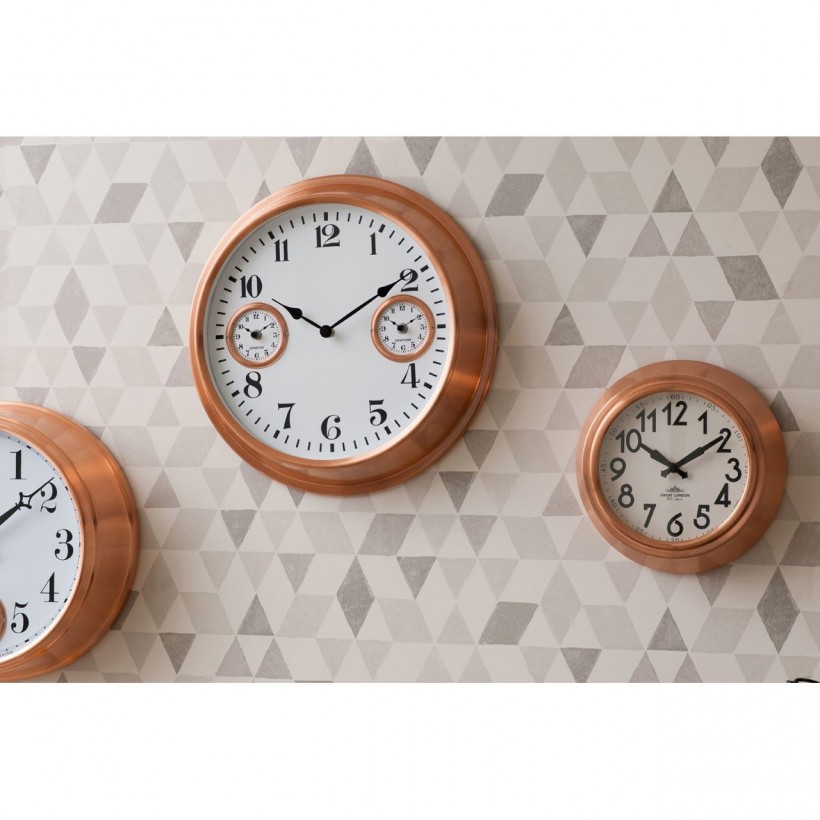 Copper Wall Clock Bloomsbury Dial For Kitchen or Hallway • UK, US & Canada