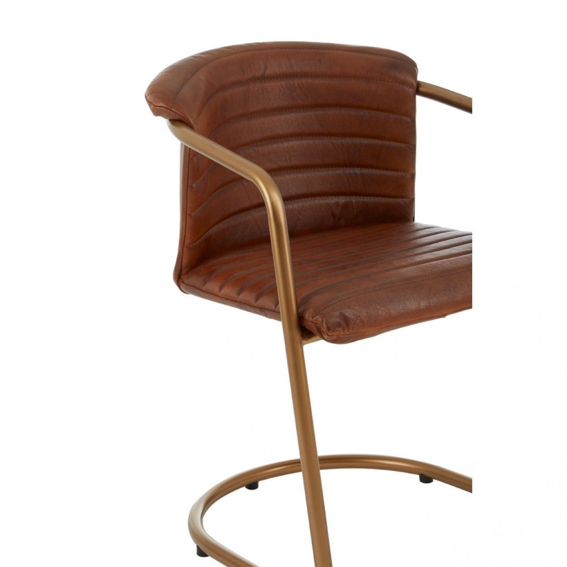 Designer Brown Tan Leather Copper Dining Chair Smithers • UK, US & Canada