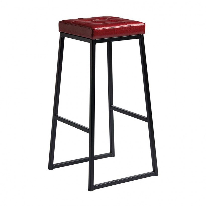 Red Leather Bar Stool Commercial, Industrial, Retro • UK, US & Canada