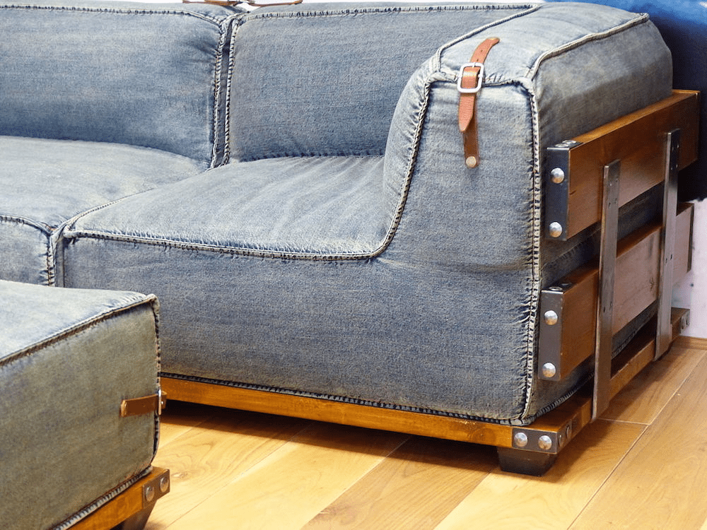 Warehouse loft corner sofa handmade designed in denim