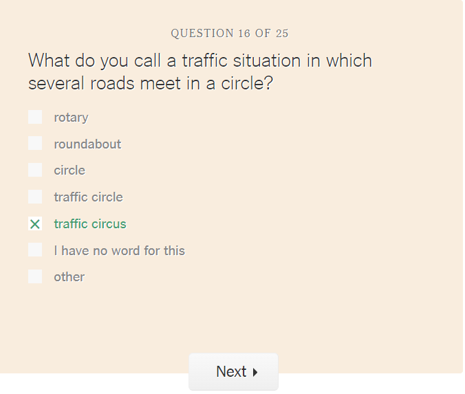 Answering the New York Times Dialect Quiz with the Most Insane