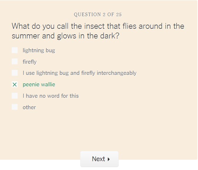 Answering the New York Times Dialect Quiz with the Most Insane